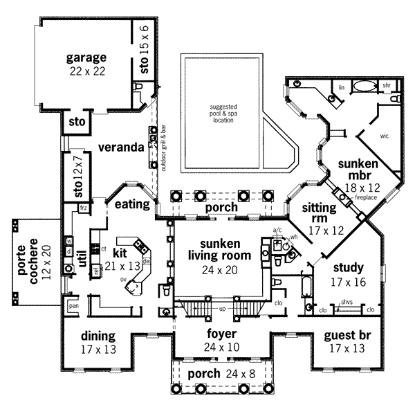 Southern Floor Plan - Main Floor Plan #45-176