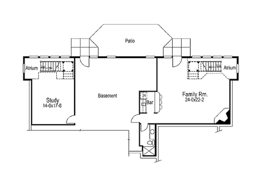 Floor Plan - Lower Floor for Colonial House Plan #57-302 - 3 bed, 2.5 bath