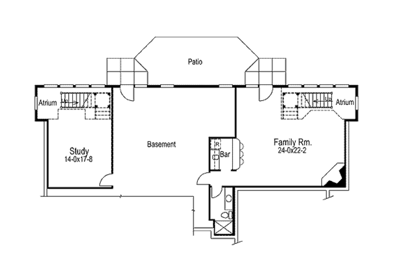 Architectural House Design - Floor Plan - Lower Floor for Colonial House Plan #57-302 - 3 bed, 2.5 bath