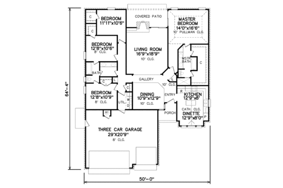 Floor Plan - Main Floor for Traditional House Plan #65-204 - 4 bed, 2 bath