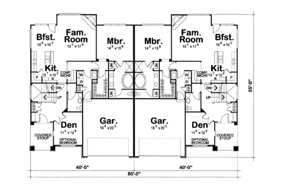 Floor Plan - Main Floor for Cottage House Plan #20-1353 - 3 bed, 2.5 bath