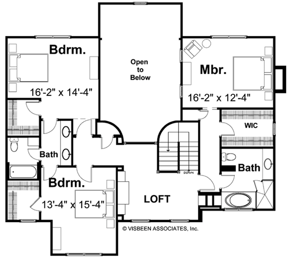 House Plan Design - Floor Plan - Upper Floor for Farmhouse House Plan #928-458 - 4 bed, 3.5 bath