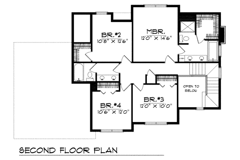 Home Plan - Floor Plan - Upper Floor for Country House Plan #70-253 - 4 bed, 2.5 bath