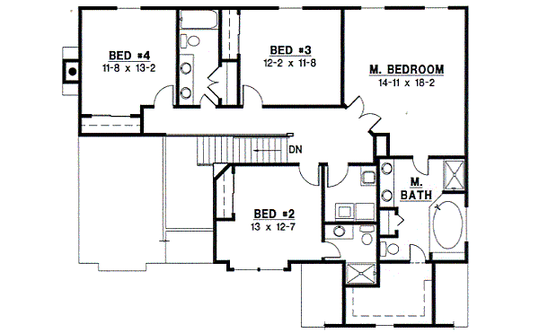 Traditional Floor Plan - Upper Floor Plan #67-526