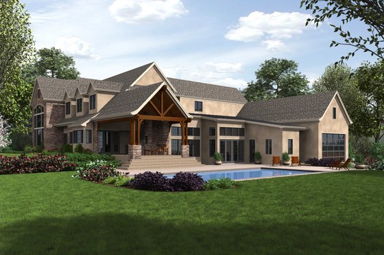 Exterior - Rear Elevation 1 for European House Plan #48-689 - 4 bed, 4.5 bath