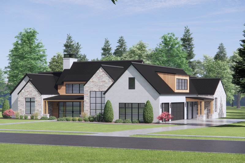 House Plan Design - Exterior - Front Elevation 4 for Modern House Plan #1096-42 - 4 bed, 3 bath