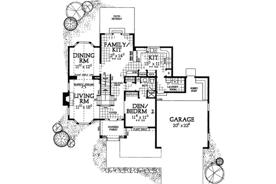 Floor Plan - Main Floor for Traditional House Plan #72-457 - 2 bed, 2 bath