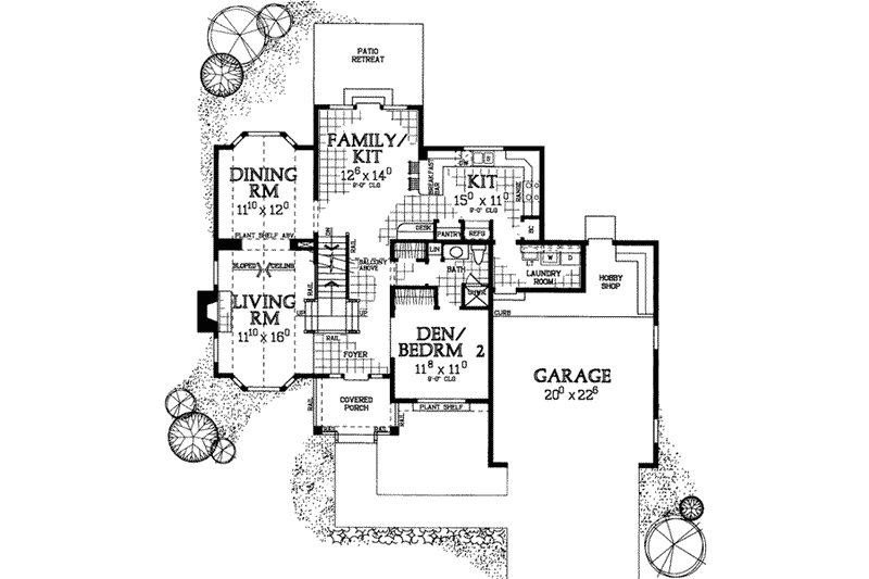 Home Plan - Floor Plan - Main Floor for Traditional House Plan #72-457 - 2 bed, 2 bath