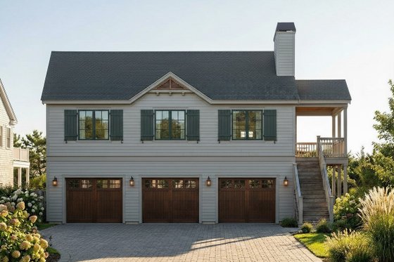 Exterior - Front Elevation for Country House Plan #22-612 - 2 bed, 2 bath
