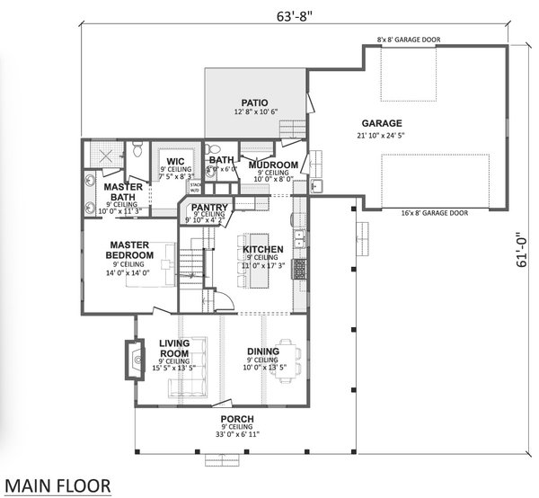 House Plan Design - Floor Plan - Main Floor for Country House Plan #1089-79 - 4 bed, 2.5 bath