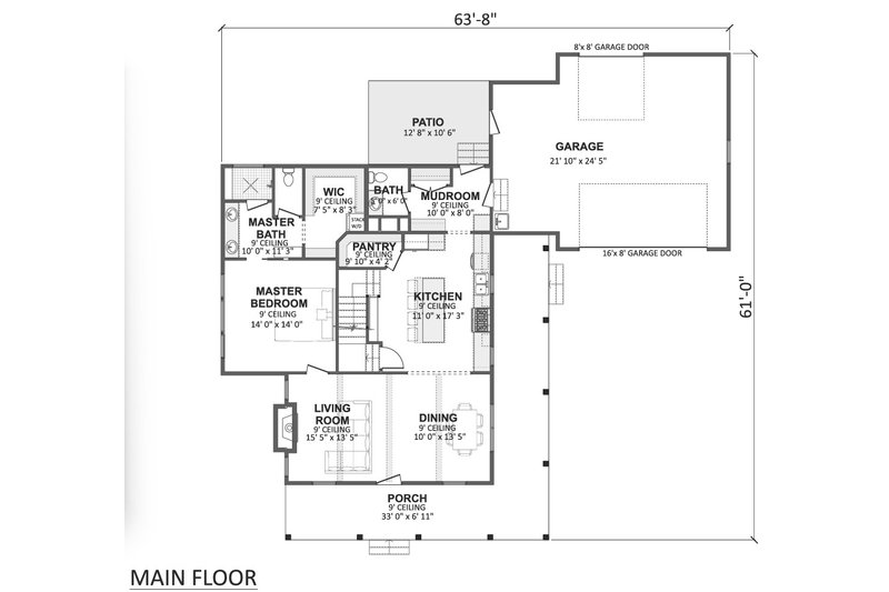 House Plan Design - Floor Plan - Main Floor for Country House Plan #1089-79 - 4 bed, 2.5 bath