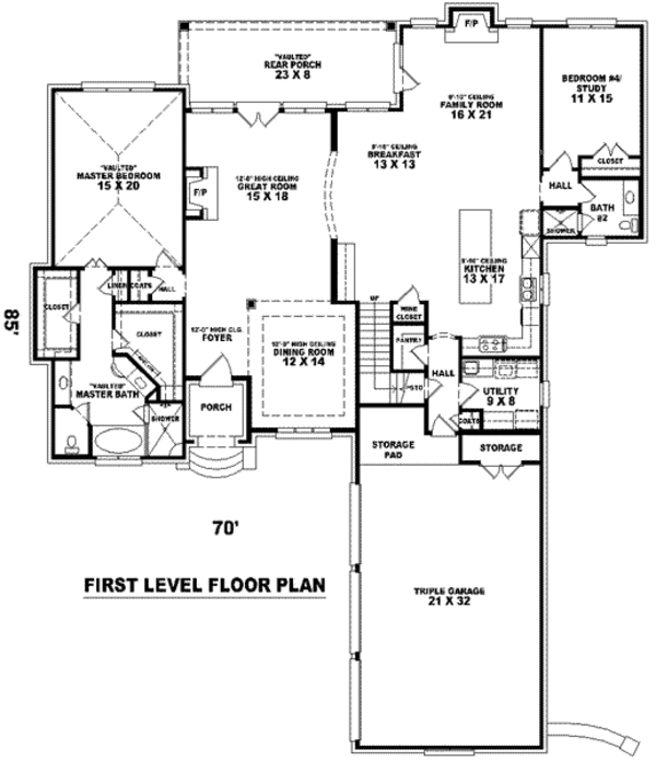 European Floor Plan - Main Floor Plan #81-1288