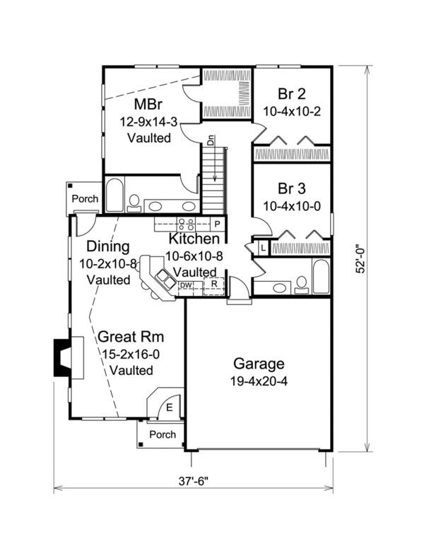 Ranch Floor Plan - Main Floor Plan #57-612
