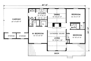 Floor Plan - Main Floor for Modern House Plan #10-124 - 3 bed, 2 bath