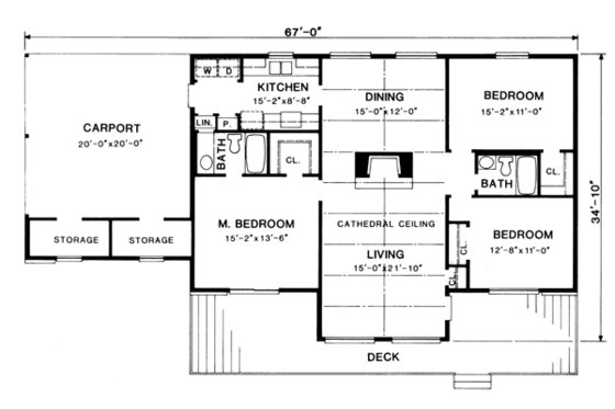 Floor Plan - Main Floor for Modern House Plan #10-124 - 3 bed, 2 bath