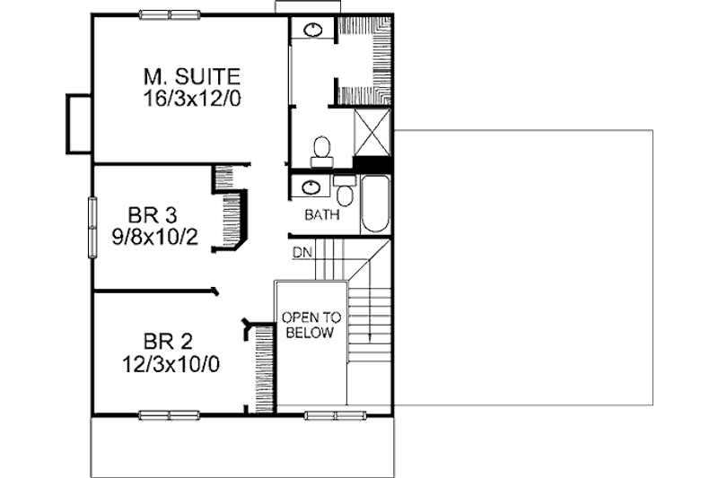 Dream House Plan - Floor Plan - Upper Floor for Craftsman House Plan #320-400 - 3 bed, 2.5 bath