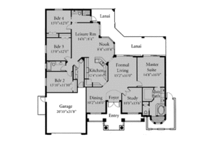 Floor Plan - Main Floor for Mediterranean House Plan #115-114 - 4 bed, 3 bath