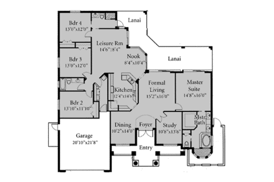 Floor Plan - Main Floor for Mediterranean House Plan #115-114 - 4 bed, 3 bath