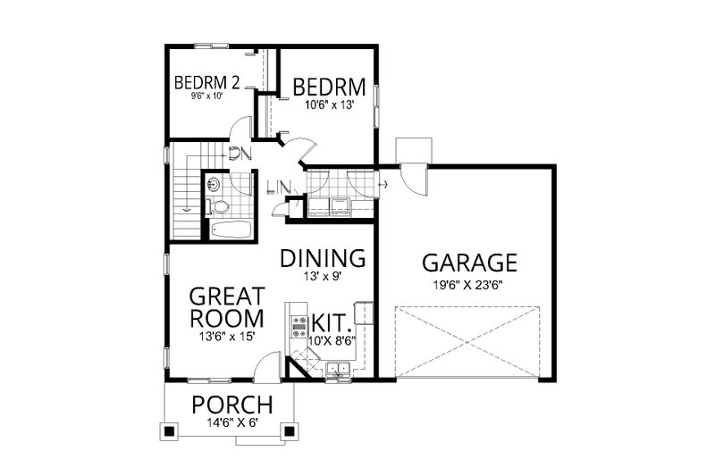 House Blueprint - Floor Plan - Main Floor for Craftsman House Plan #112-298 - 4 bed, 2 bath