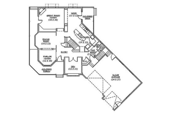 Floor Plan - Main Floor for Victorian House Plan #5-204 - 5 bed, 2.5 bath