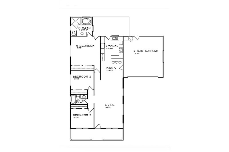 Dream House Plan - Floor Plan - Main Floor for Craftsman House Plan #515-33 - 3 bed, 2 bath