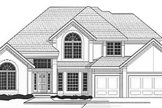 Exterior - Front Elevation for European House Plan #67-435 - 4 bed, 3 bath