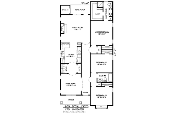 Floor Plan - Main Floor for Traditional House Plan #424-197 - 3 bed, 2 bath