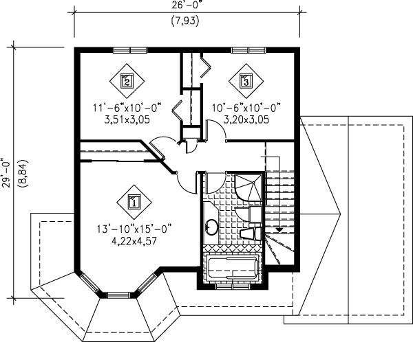 Architectural House Design - Victorian Floor Plan - Upper Floor Plan #25-2170