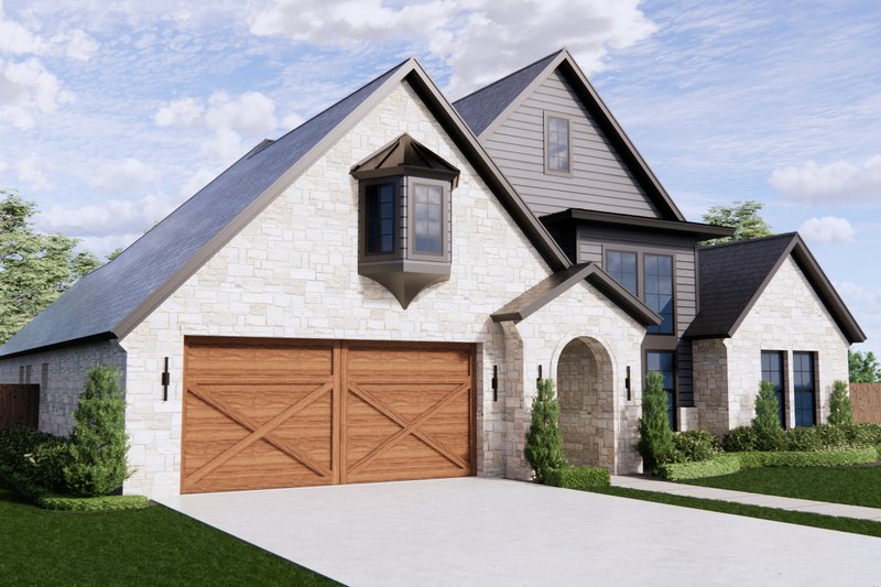 Home Plan - Exterior - Front Elevation 3 for Tudor House Plan #1096-91 - 4 bed, 2.5 bath