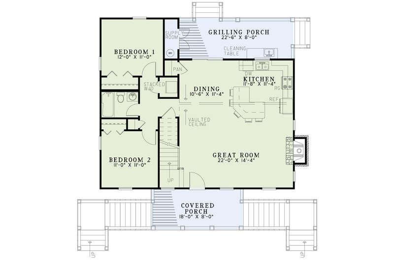 Home Plan - Floor Plan - Main Floor for Country House Plan #17-3281 - 3 bed, 2 bath