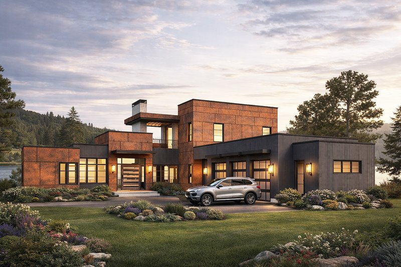 House Blueprint - Exterior - Front Elevation 3 for Contemporary House Plan #928-408 - 4 bed, 4.5 bath