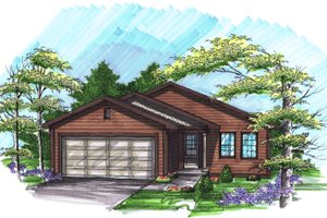 Ranch Exterior - Front Elevation Plan #70-1016