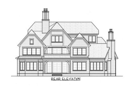 Exterior - Rear Elevation for European House Plan #413-864 - 4 bed, 5 bath
