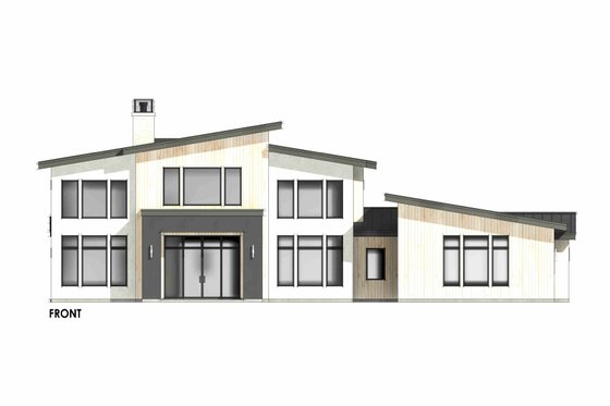 Exterior - Front Elevation 3 for Modern House Plan #1096-195 - 5 bed, 5.5 bath