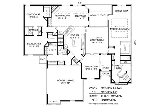 Floor Plan - Main Floor for European House Plan #424-251 - 4 bed, 3.5 bath