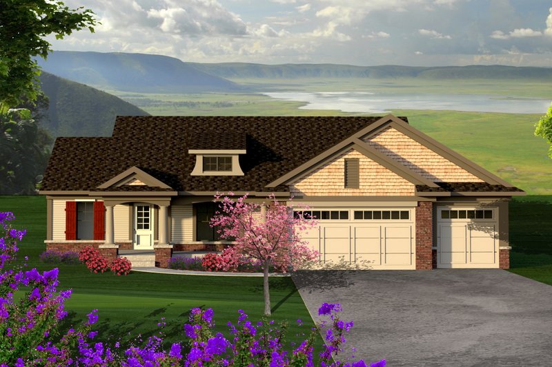 Architectural House Design - Ranch Exterior - Front Elevation Plan #70-1186