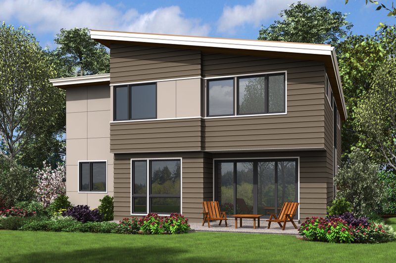 Architectural House Design - Exterior - Rear Elevation for Contemporary House Plan #48-676 - 4 bed, 2.5 bath