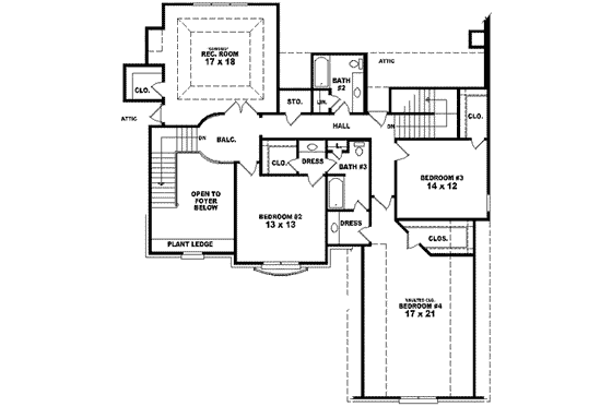 Floor Plan - Upper Floor for European House Plan #81-613 - 4 bed, 3.5 bath