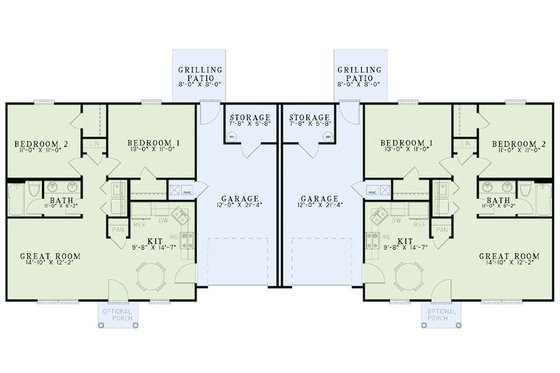 Floor Plan - Main Floor for Traditional House Plan #17-2406 - 2 bed, 1 bath