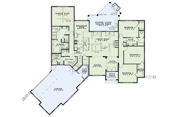 Floor Plan - Main Floor for European House Plan #17-2557 - 4 bed, 2.5 bath