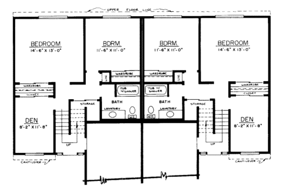 Floor Plan - Upper Floor for Traditional House Plan #303-184 - 3 bed, 2 bath