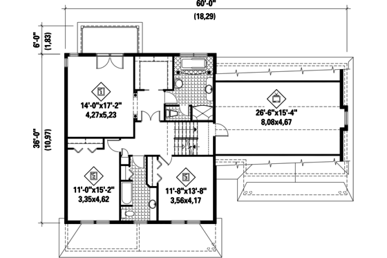Floor Plan - Upper Floor for Country House Plan #25-4688 - 4 bed, 2 bath