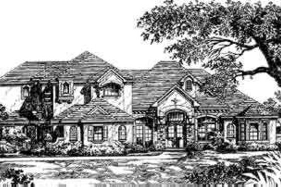 Exterior - Front Elevation for European House Plan #135-104 - 5 bed, 4.5 bath