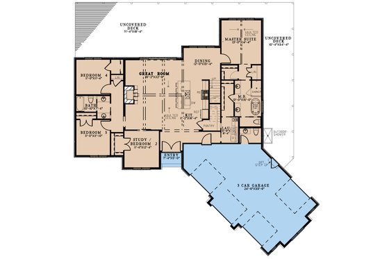 Floor Plan - Main Floor for European House Plan #923-300 - 4 bed, 2.5 bath