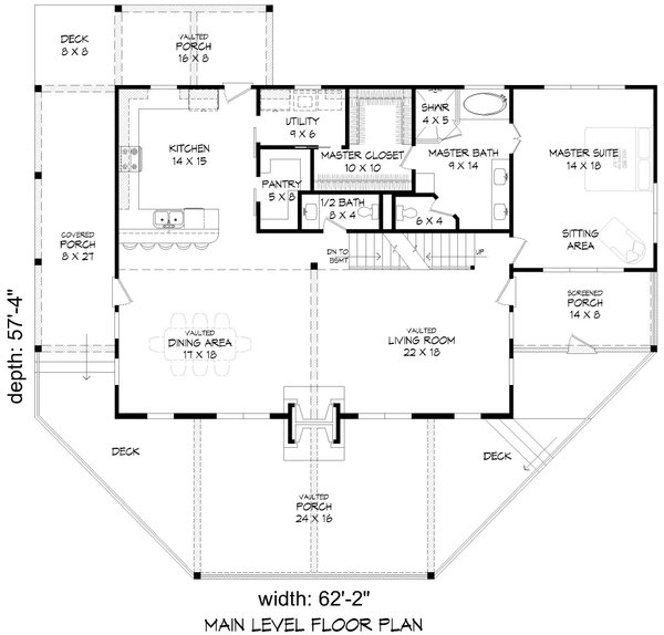 Architectural House Design - Farmhouse Floor Plan - Main Floor Plan #932-1137