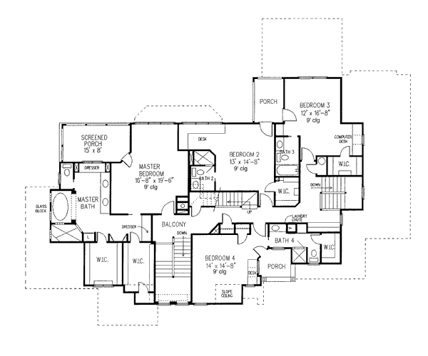 House Blueprint - European Floor Plan - Upper Floor Plan #410-166