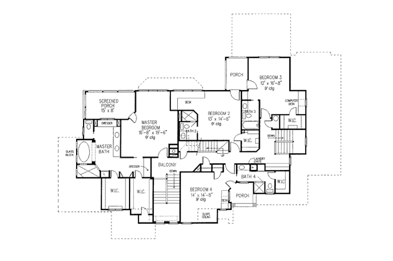 Dream House Plan - Floor Plan - Upper Floor for European House Plan #410-166 - 4 bed, 5 bath