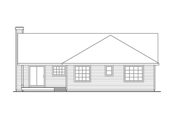 Exterior - Rear Elevation for Ranch House Plan #124-183 - 3 bed, 2 bath
