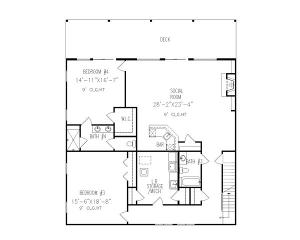 Architectural House Design - Country Floor Plan - Lower Floor Plan #54-566