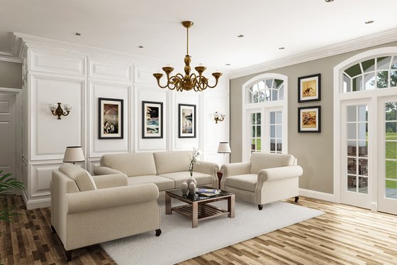 Interior - Family Room for Ranch House Plan #45-578 - 3 bed, 2.5 bath